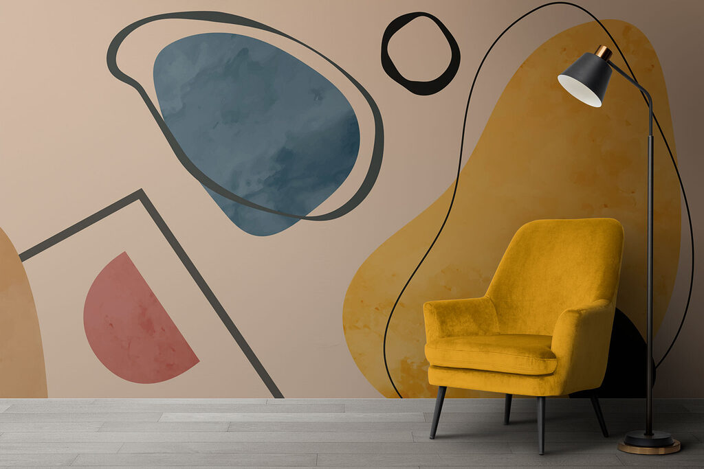 Forme ocra con contorni — ambiente 2