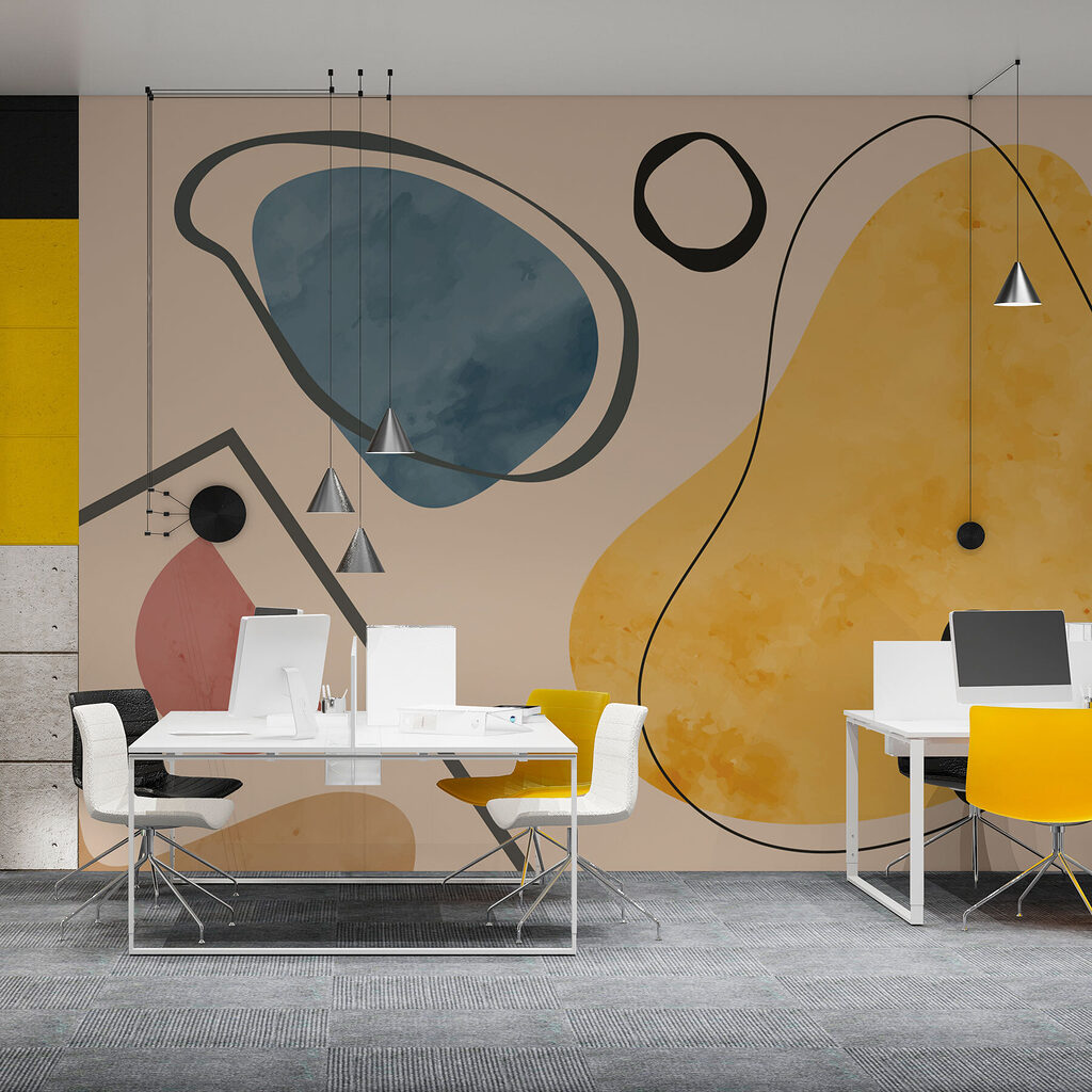 Forme ocra con contorni — ambiente 3