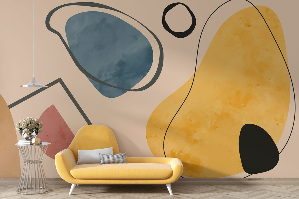 Forme ocra con contorni — ambiente 4