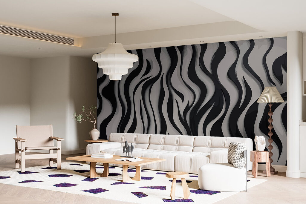 Zebra stilizzata con curve — ambiente 2