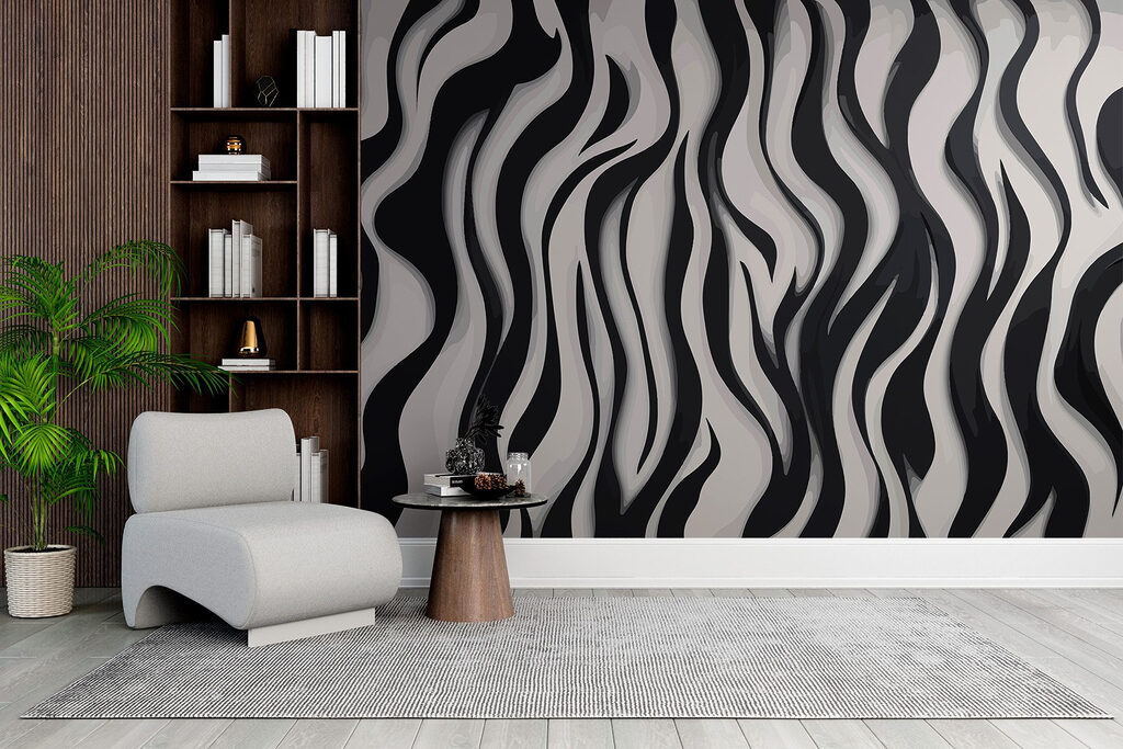 Zebra stilizzata con curve — ambiente 3