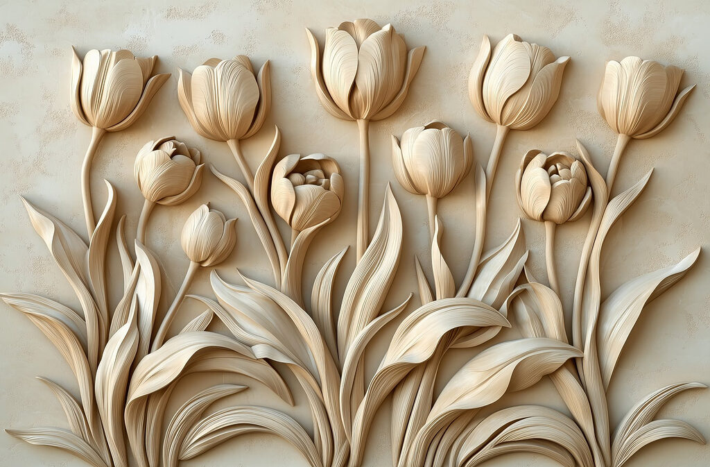 Tulipani su lunghi steli — design completo