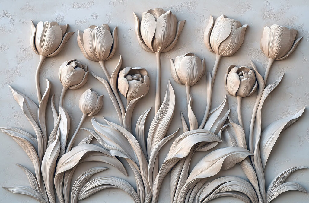 Tulipani su lunghi steli — design completo