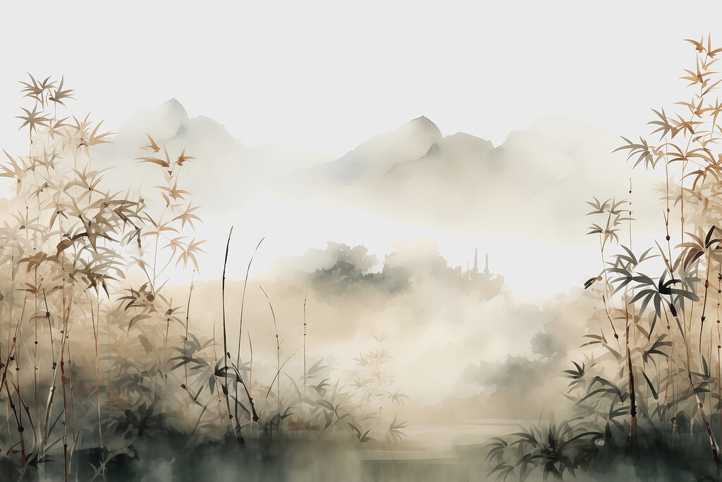 Bambù e nebbia dorata — design completo