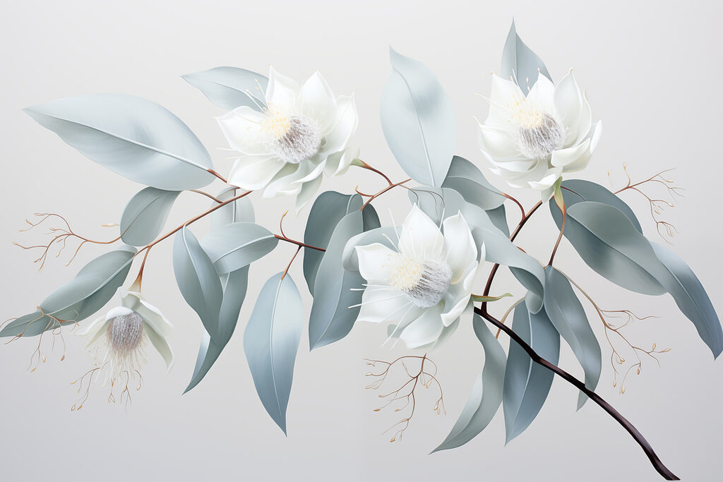 Fiori bianchi e azzurri — design completo