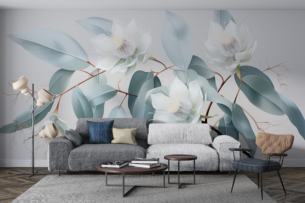 Fiori bianchi e azzurri — ambiente 1