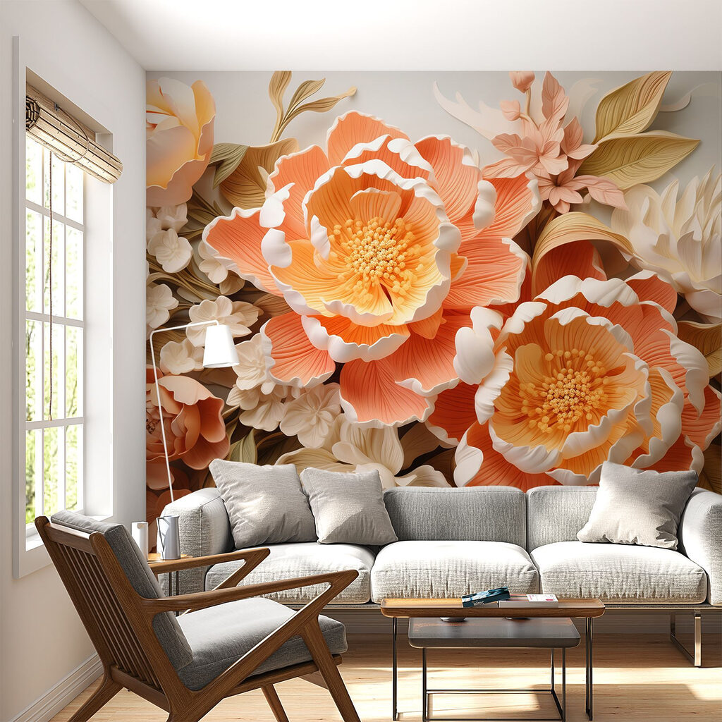 Fiori pesca in rilievo — ambiente 4