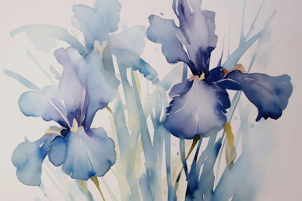 Iris blu dipinti — design completo