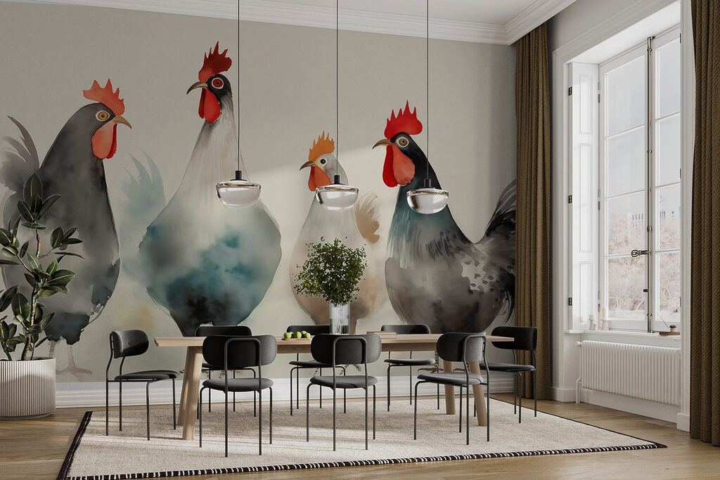 Galline ad acquerello — ambiente 1