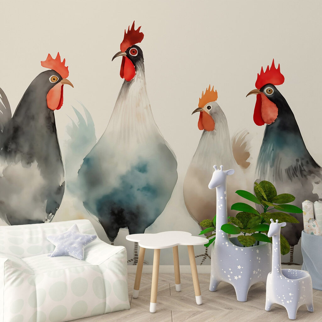 Galline ad acquerello — ambiente 2