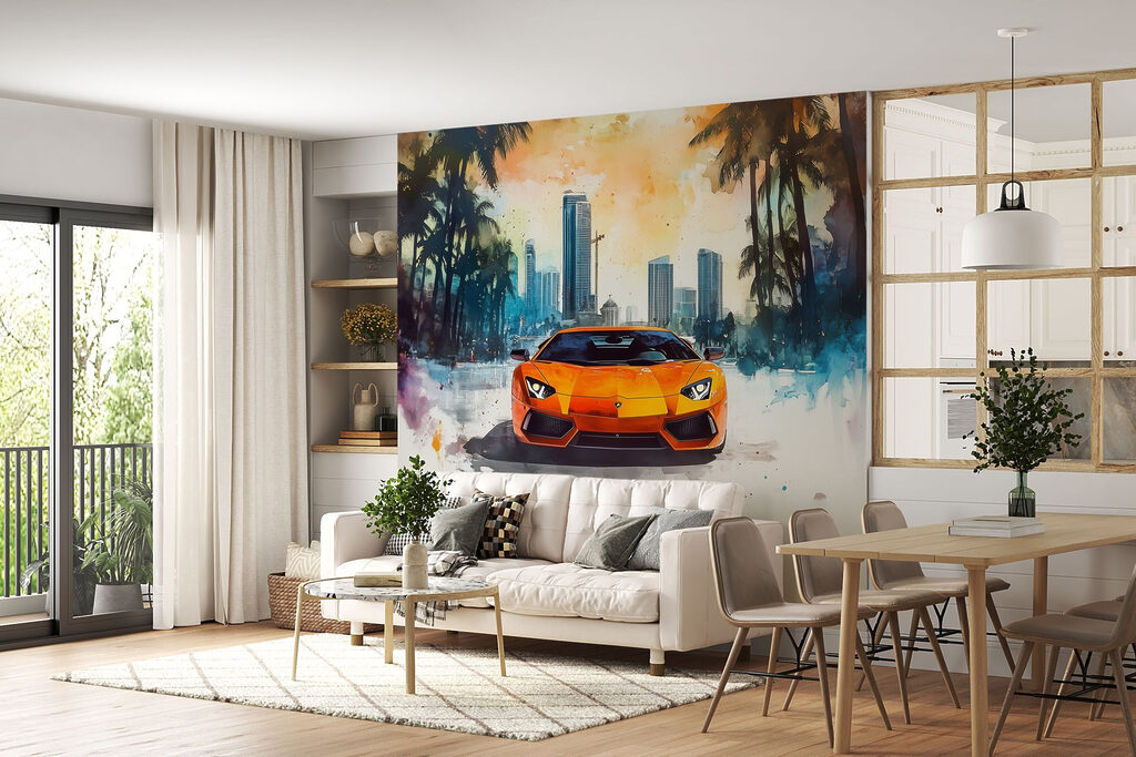 Auto sportiva arancione — ambiente 2
