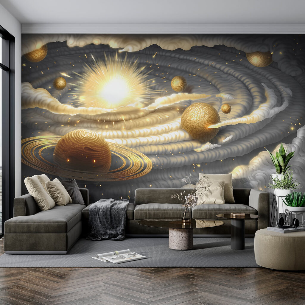 Pianeti d’oro tra nuvole — ambiente 3