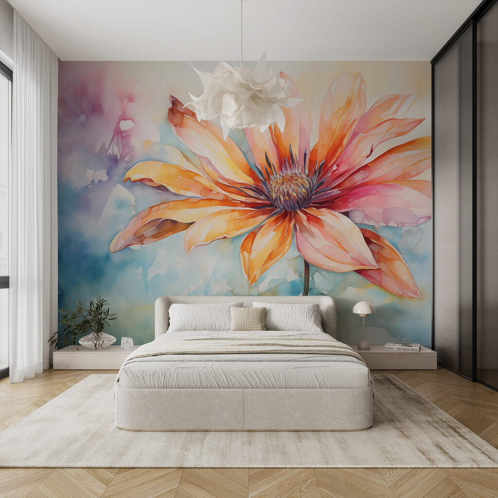 Fiore arancio ad acquerello — ambiente 1