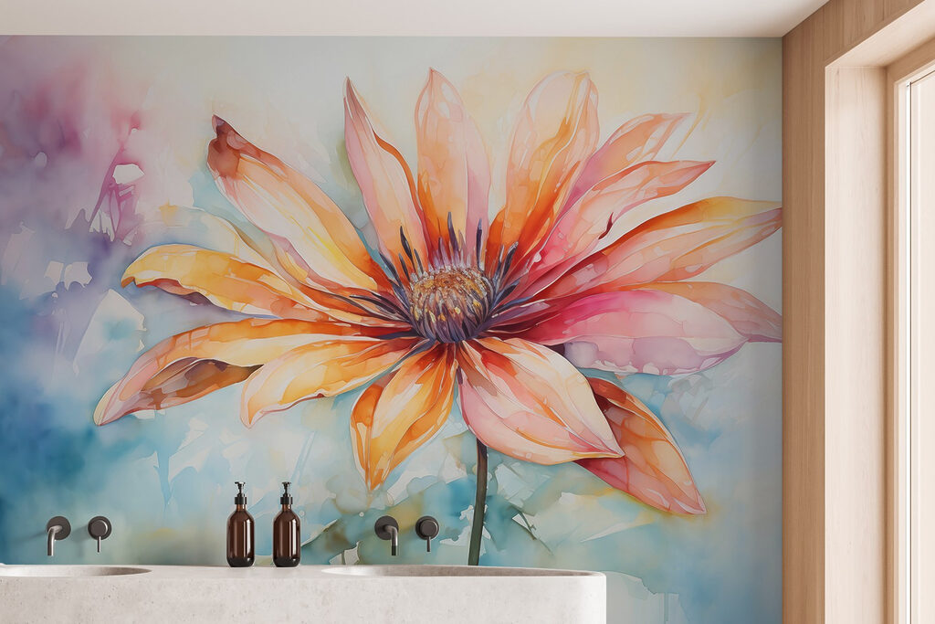 Fiore arancio ad acquerello — ambiente 2