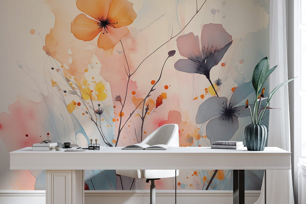 Fiori tra macchie colorate — ambiente 2