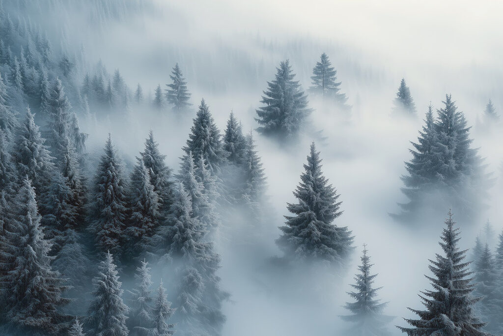 Cime innevate di pini — design completo