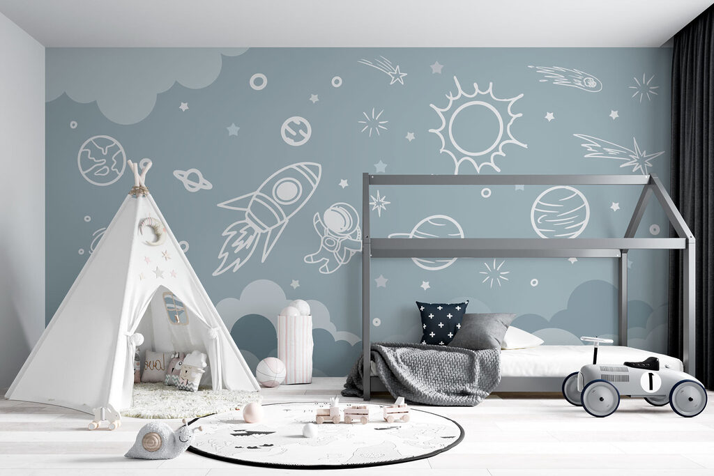 Spazio in linee bianche in un ambiente