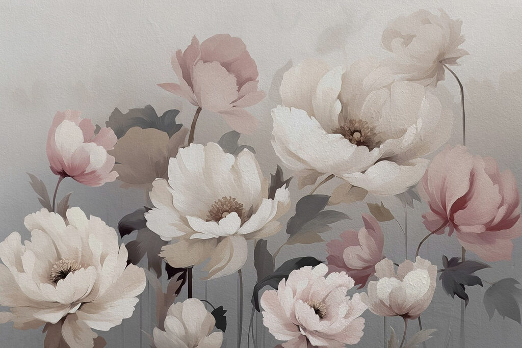 Peonie in toni pastello — design completo