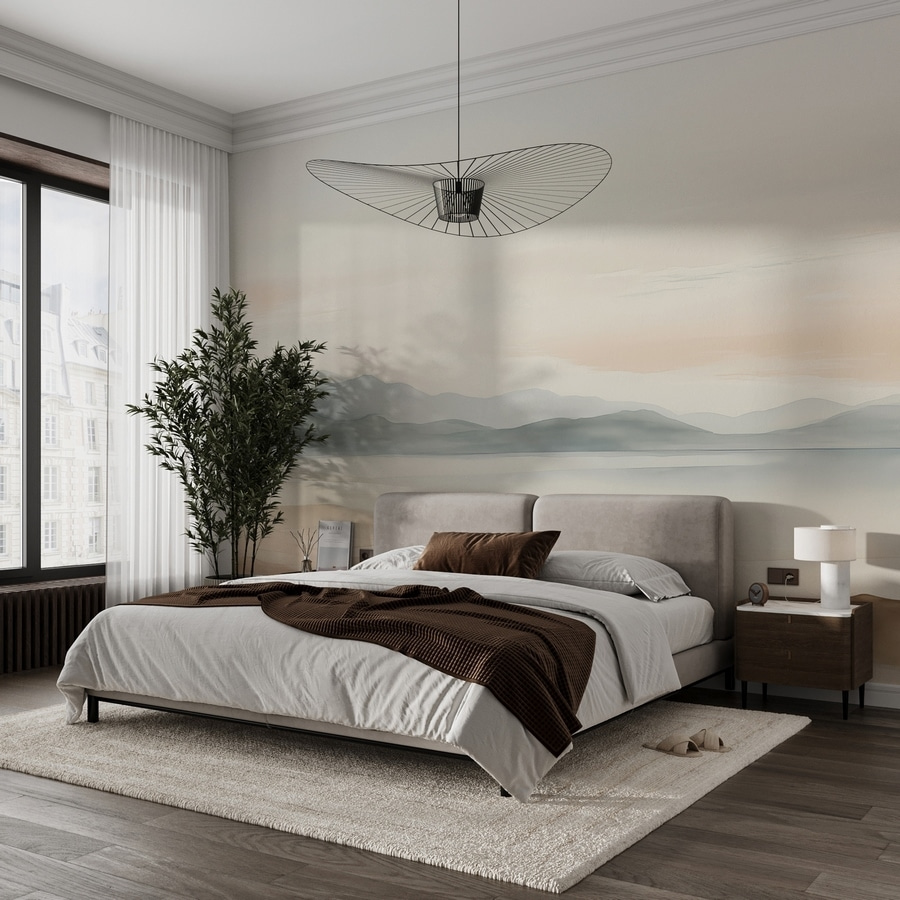 Lago e colline grigio-verdi — ambiente 1