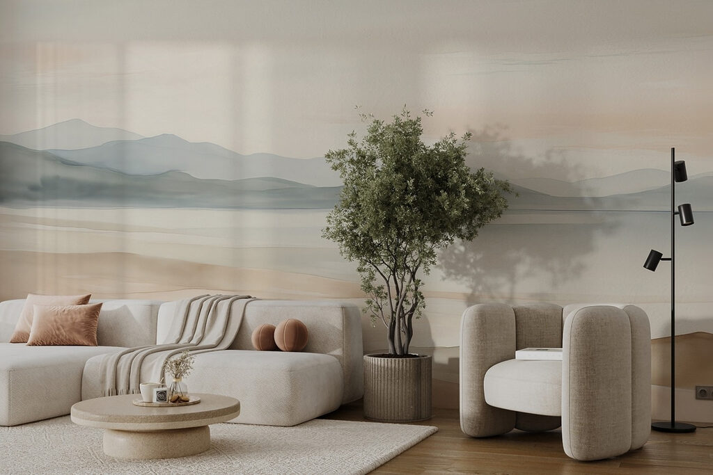 Lago e colline grigio-verdi — ambiente 3