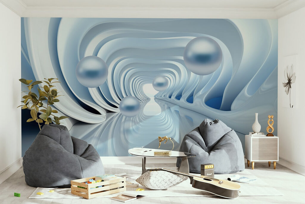 Sfere argentate nel tunnel — ambiente 3