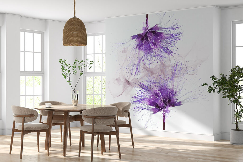 Fiori tra spruzzi d’inchiostro in un ambiente
