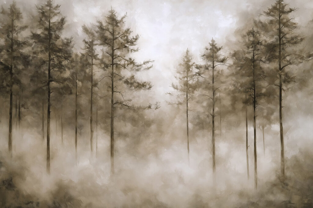 Alti alberi nella nebbia — design completo