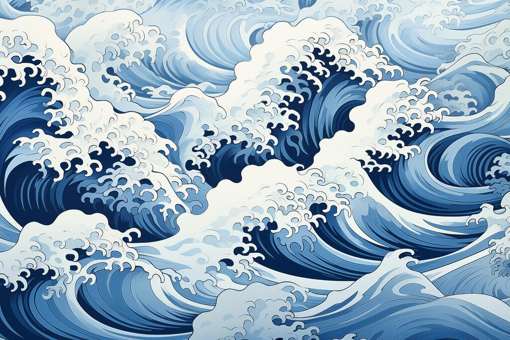 Onde blu con schiuma — design completo