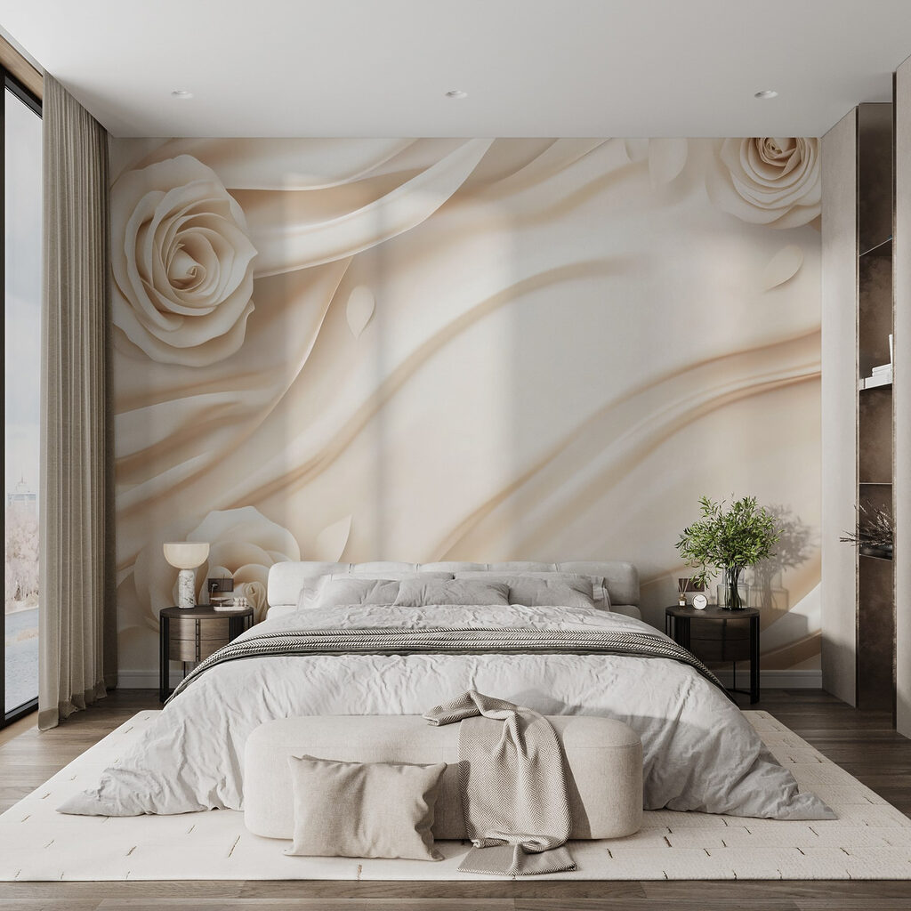 Rose lungo curve bianche — ambiente 2