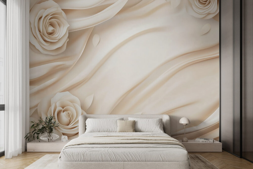 Rose lungo curve bianche — ambiente 3