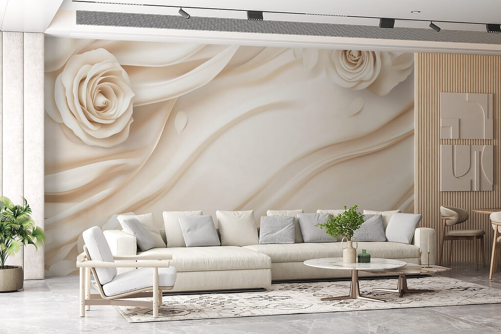 Rose lungo curve bianche — ambiente 4