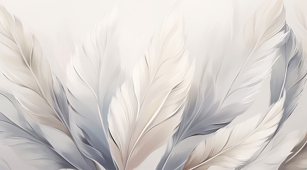 Piume crema e grigie — design completo