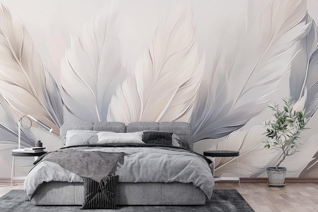 Piume crema e grigie — ambiente 3