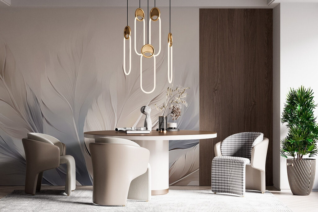 Piume crema e grigie — ambiente 2