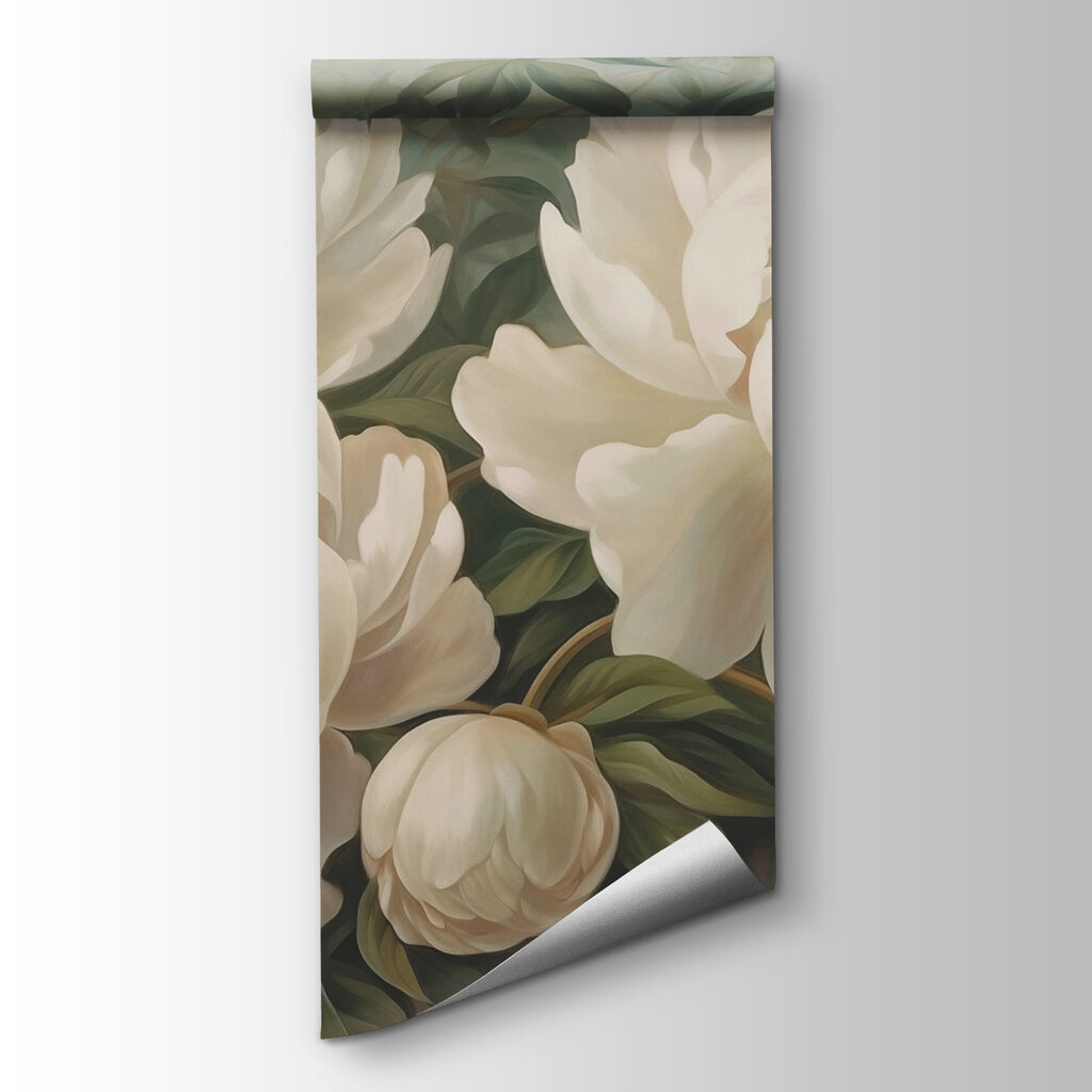 Fiori crema su grigio-verde — vista del prodotto
