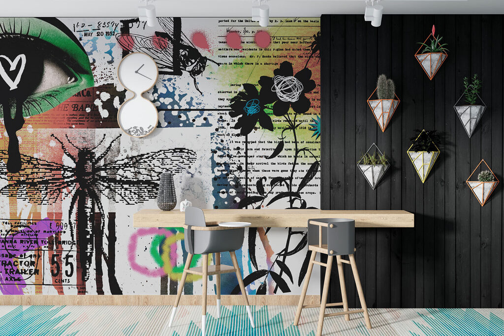 Occhio tra schizzi colorati — ambiente 3