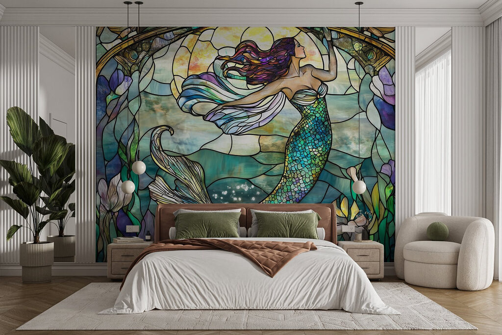 Sirena in vetrata colorata — ambiente 2
