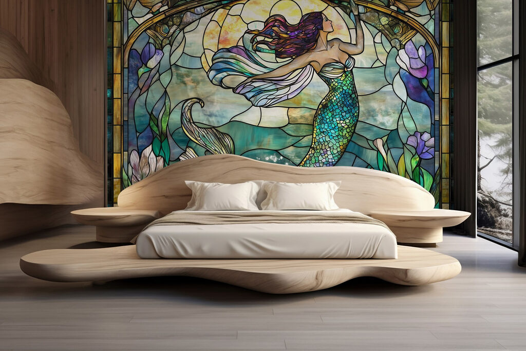 Sirena in vetrata colorata — ambiente 3
