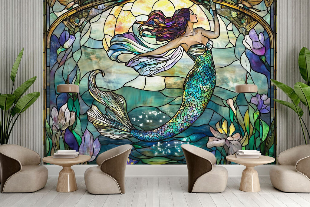 Sirena in vetrata colorata — ambiente 5