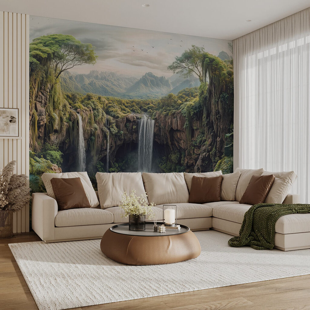 Cascata tra rocce boscose — ambiente 2