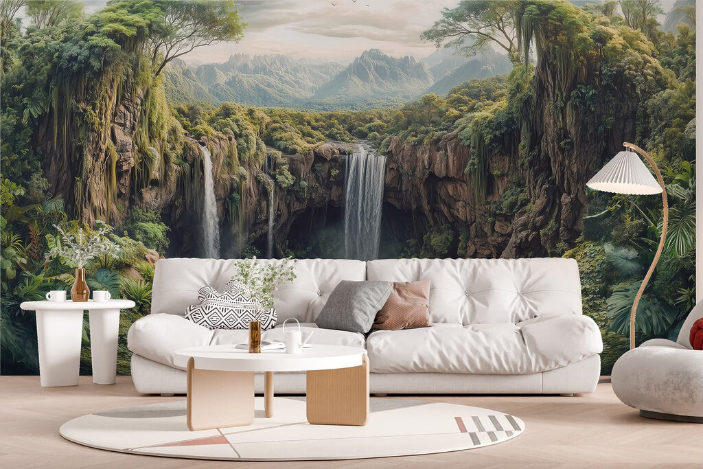 Cascata tra rocce boscose — ambiente 3
