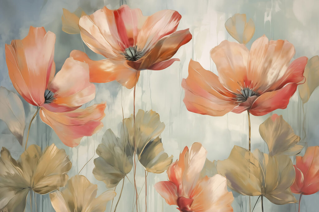 Fiori arancio a pennellate — design completo
