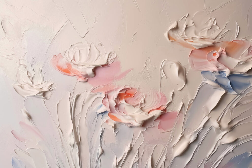 Fiori rosa a pennellate — design completo