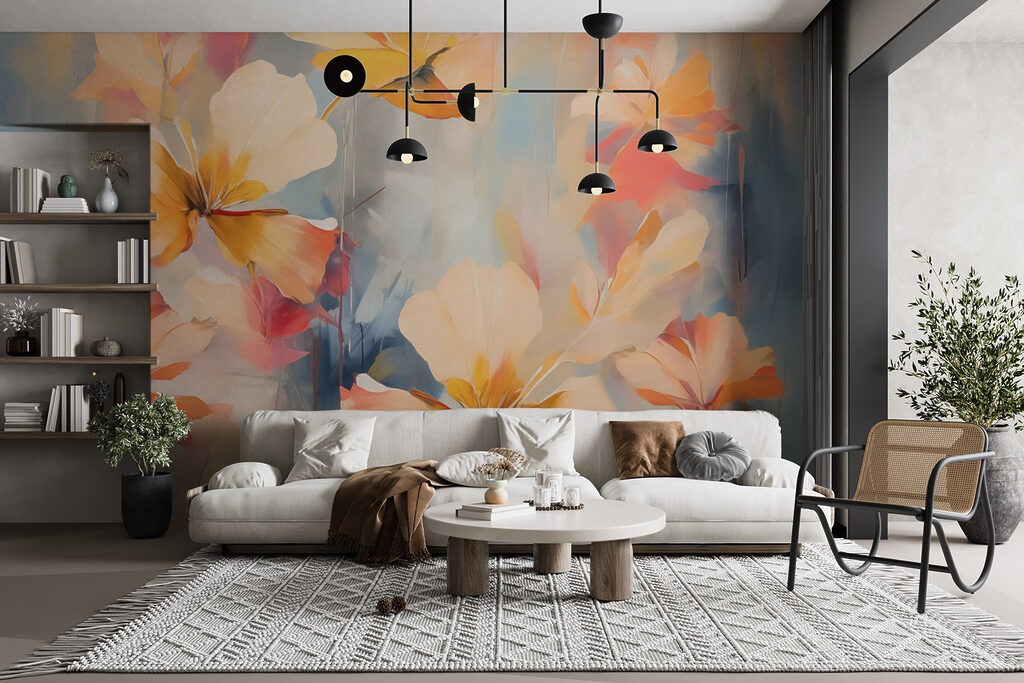 Fiori arancio su azzurro — ambiente 1
