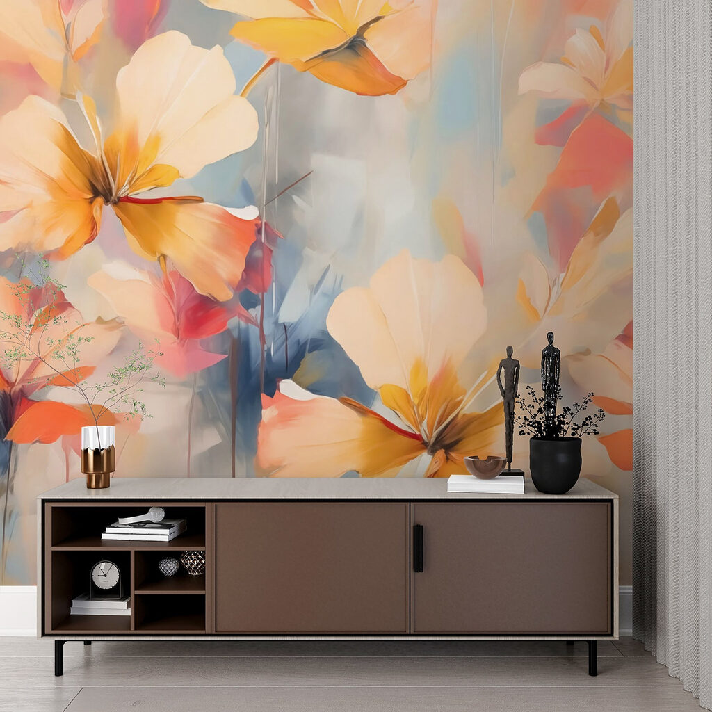 Fiori arancio su azzurro — ambiente 2