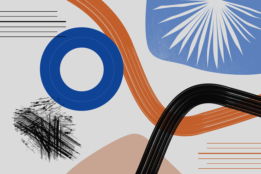 Cerchio blu e archi — design completo