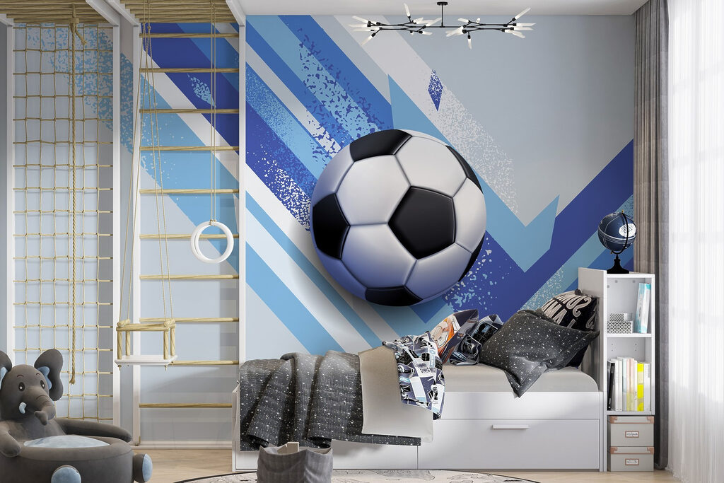 Pallone tra strisce diagonali in un ambiente