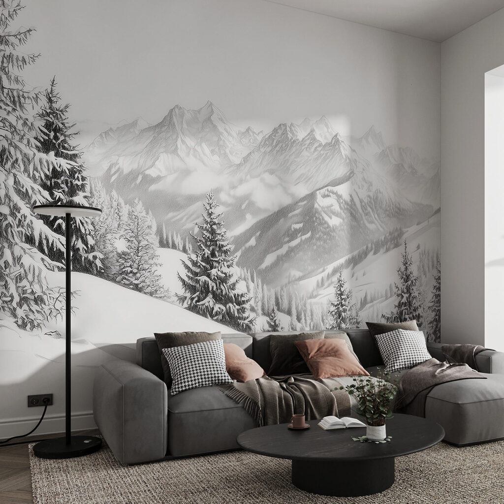 Pendio innevato con vista in un ambiente