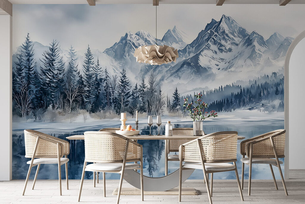 Cime innevate sul lago — ambiente 5