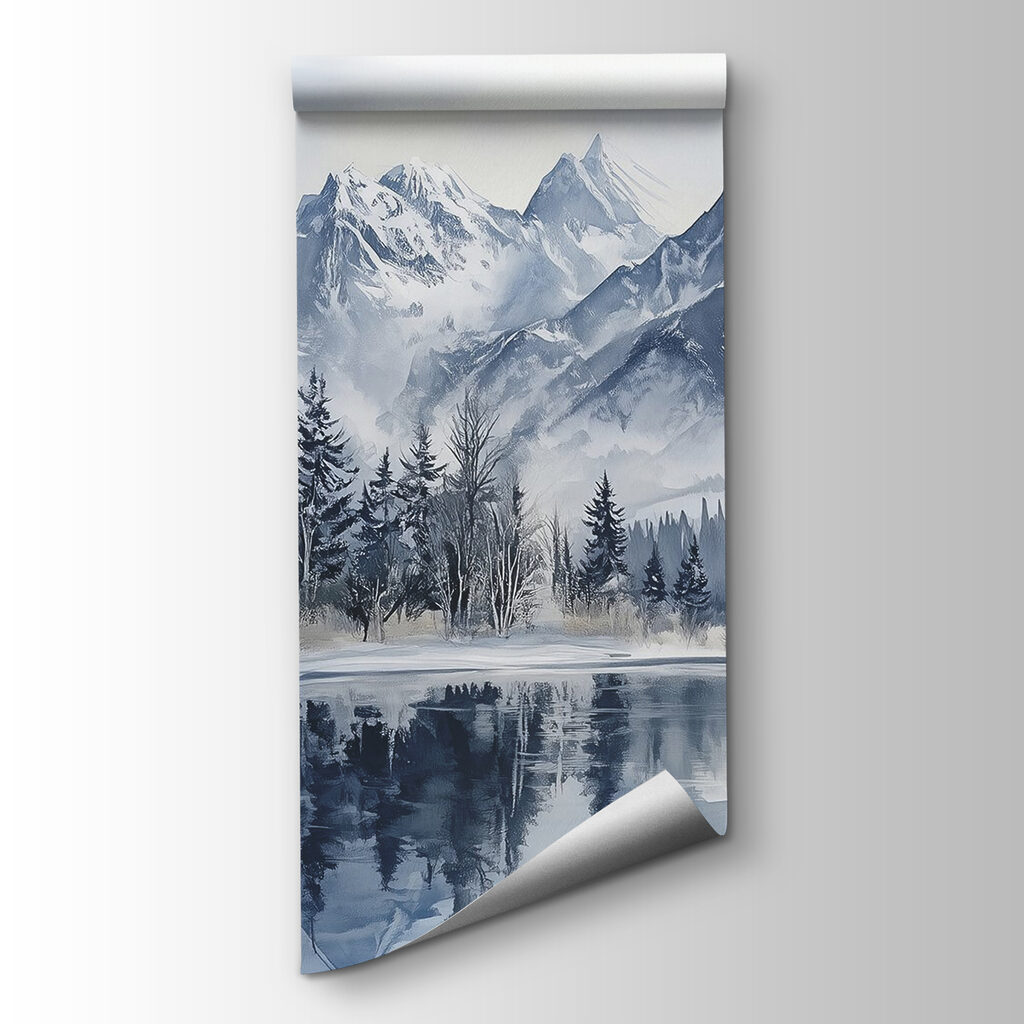 Cime innevate sul lago — vista del prodotto